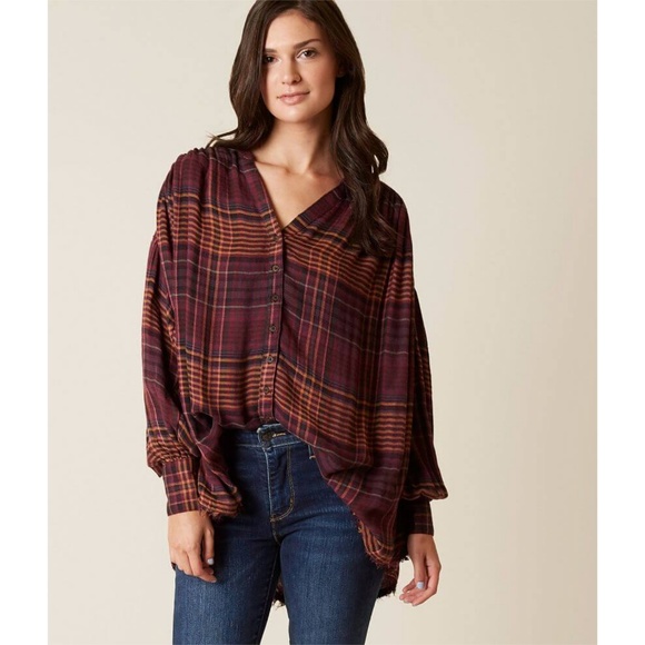 Free People Tops - Free People Come On Over Plaid Tunic Top